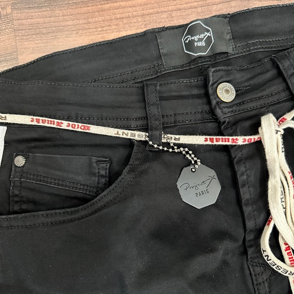 Black Denim Joggers with White Stripes - Picture 2 of 4